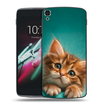 Пластиковый чехол на Alcatel One Touch Idol 3 (5.5) с принтом котенок