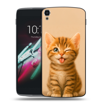 Пластиковый чехол на Alcatel One Touch Idol 3 (5.5) с принтом котенок