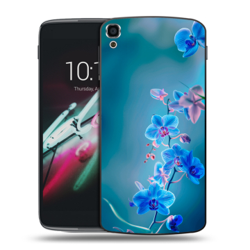 Пластиковый чехол на Alcatel One Touch Idol 3 (5.5) с принтом Голубые цветы