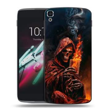 Пластиковый чехол на Alcatel One Touch Idol 3 (5.5) с принтом Скелет и карты Пластиковый чехол на Alcatel One Touch Idol 3 (5.5) с принтом Скелет и карты