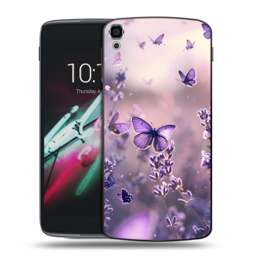 Пластиковый чехол на Alcatel One Touch Idol 3 (5.5) с принтом бабочки и лаванда