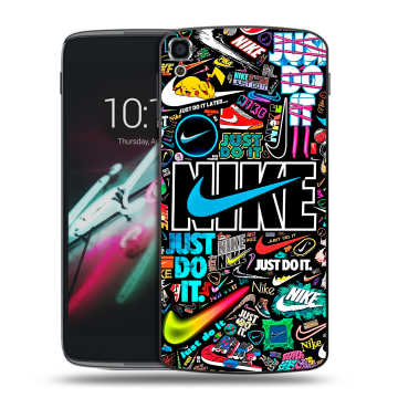 Пластиковый чехол на Alcatel One Touch Idol 3 (5.5) с принтом найк nike черный Пластиковый чехол на Alcatel One Touch Idol 3 (5.5) с принтом найк nike черный