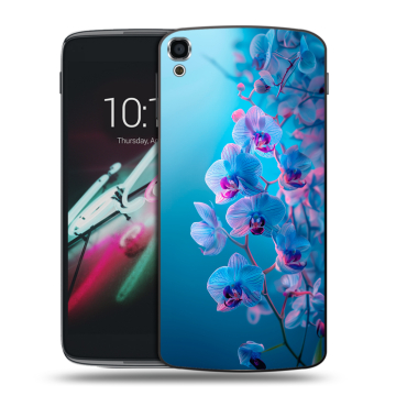Пластиковый чехол на Alcatel One Touch Idol 3 (5.5) с принтом голубые орхидеи Пластиковый чехол на Alcatel One Touch Idol 3 (5.5) с принтом голубые орхидеи