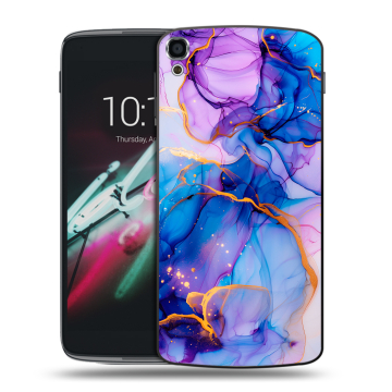 Пластиковый чехол на Alcatel One Touch Idol 3 (5.5) с принтом синий мрамор