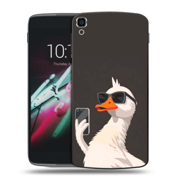 Пластиковый чехол на Alcatel One Touch Idol 3 (5.5) с принтом утка в очках Пластиковый чехол на Alcatel One Touch Idol 3 (5.5) с принтом утка в очках