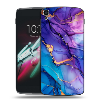 Пластиковый чехол на Alcatel One Touch Idol 3 (5.5) с принтом синий мрамор Пластиковый чехол на Alcatel One Touch Idol 3 (5.5) с принтом синий мрамор