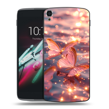 Пластиковый чехол на Alcatel One Touch Idol 3 (5.5) с принтом бабочки розовые