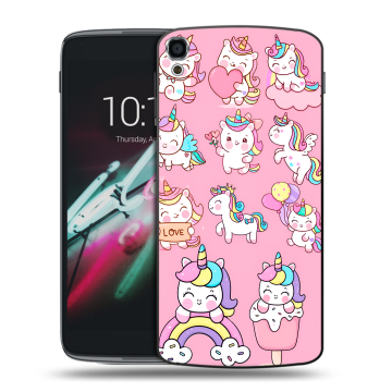 Пластиковый чехол на Alcatel One Touch Idol 3 (5.5) с принтом Единороги и радуга Пластиковый чехол на Alcatel One Touch Idol 3 (5.5) с принтом Единороги и радуга