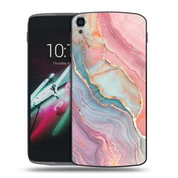 Пластиковый чехол на Alcatel One Touch Idol 3 (5.5) с принтом розовый мрамор
