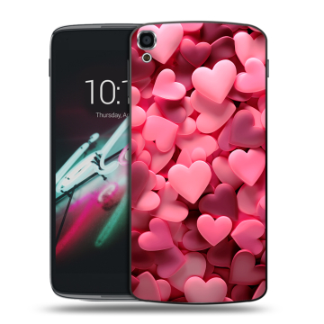 Пластиковый чехол на Alcatel One Touch Idol 3 (5.5) с принтом розовые сердечки