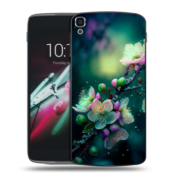 Пластиковый чехол на Alcatel One Touch Idol 3 (5.5) с принтом Цветы и мрамор