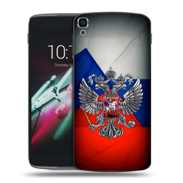 Пластиковый чехол на Alcatel One Touch Idol 3 (5.5) с принтом Флаг России