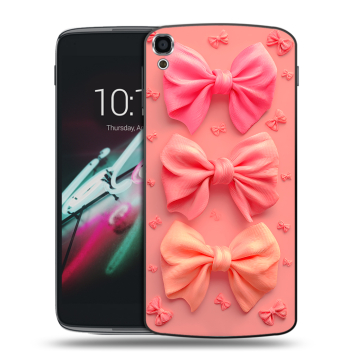 Пластиковый чехол на Alcatel One Touch Idol 3 (5.5) с принтом Розовые бантики Пластиковый чехол на Alcatel One Touch Idol 3 (5.5) с принтом Розовые бантики