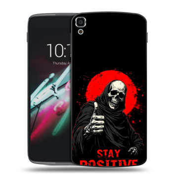 Пластиковый чехол на Alcatel One Touch Idol 3 (5.5) с принтом смешной скелет