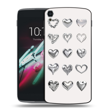 Пластиковый чехол на Alcatel One Touch Idol 3 (5.5) с принтом Y2K сердечки Пластиковый чехол на Alcatel One Touch Idol 3 (5.5) с принтом Y2K сердечки