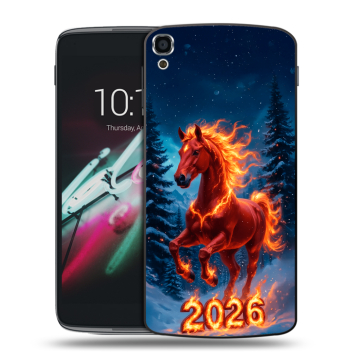 Пластиковый чехол на Alcatel One Touch Idol 3 (5.5) с принтом Новый год коня