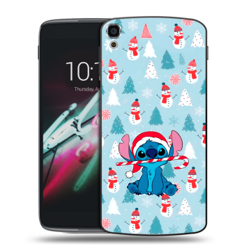 Пластиковый чехол на Alcatel One Touch Idol 3 (5.5) с принтом Стич Новый год