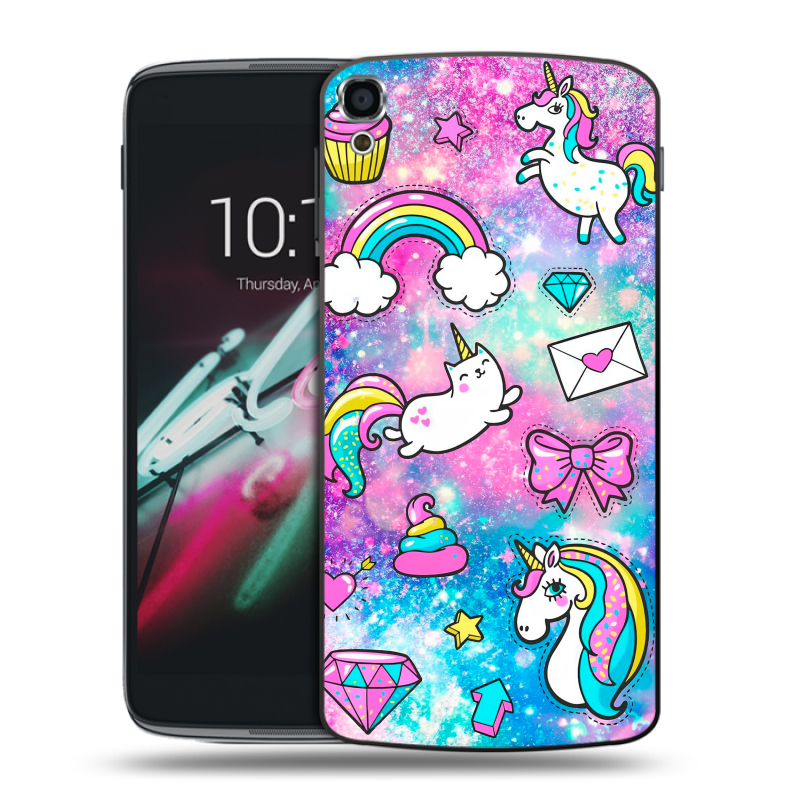 Пластиковый чехол на Alcatel One Touch Idol 3 (5.5) с принтом Единороги Пластиковый чехол на Alcatel One Touch Idol 3 (5.5) с принтом Единороги