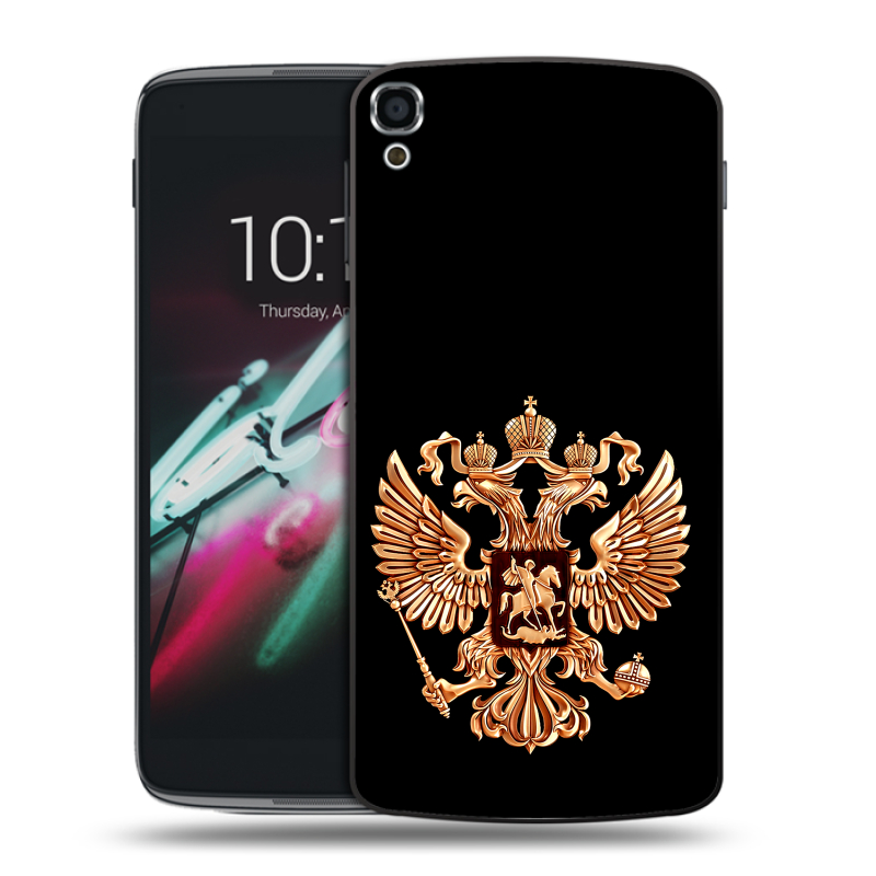 Пластиковый чехол на Alcatel One Touch Idol 3 (5.5) с принтом Герб России золотой Пластиковый чехол на Alcatel One Touch Idol 3 (5.5) с принтом Герб России золотой