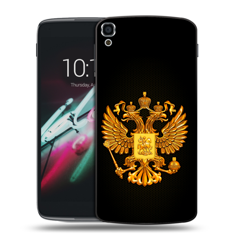 Пластиковый чехол на Alcatel One Touch Idol 3 (5.5) с принтом Герб России желтый Пластиковый чехол на Alcatel One Touch Idol 3 (5.5) с принтом Герб России желтый