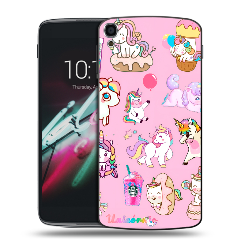 Пластиковый чехол на Alcatel One Touch Idol 3 (5.5) с принтом розовые единороги Пластиковый чехол на Alcatel One Touch Idol 3 (5.5) с принтом розовые единороги