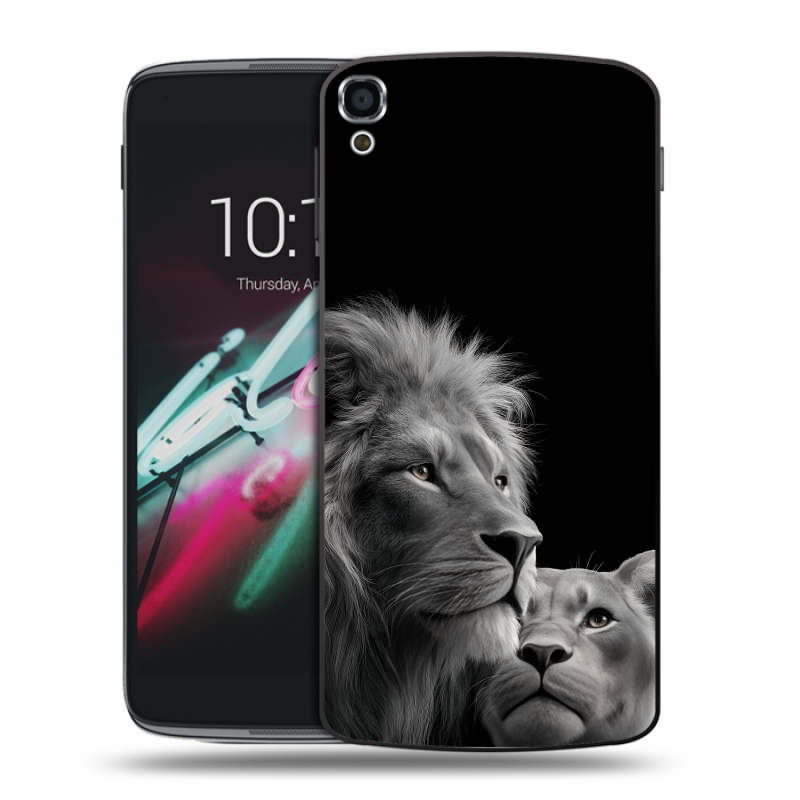 Пластиковый чехол на Alcatel One Touch Idol 3 (5.5) с принтом Лев кошки Пластиковый чехол на Alcatel One Touch Idol 3 (5.5) с принтом Лев кошки