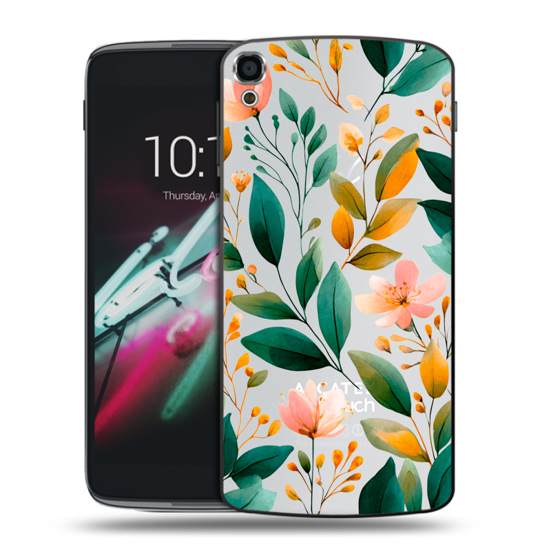 Пластиковый чехол на Alcatel One Touch Idol 3 (5.5) с принтом Цветы паттерн Пластиковый чехол на Alcatel One Touch Idol 3 (5.5) с принтом Цветы паттерн