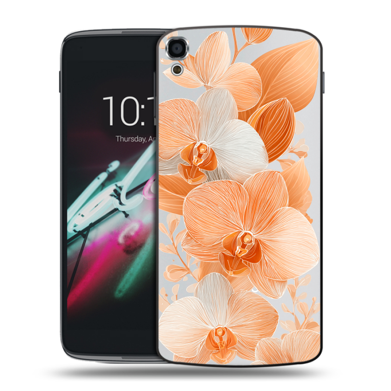 Пластиковый чехол на Alcatel One Touch Idol 3 (5.5) с принтом Бежевые цветы Пластиковый чехол на Alcatel One Touch Idol 3 (5.5) с принтом Бежевые цветы