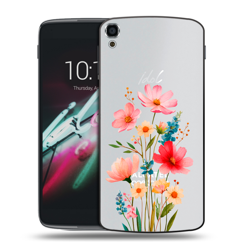 Пластиковый чехол на Alcatel One Touch Idol 3 (5.5) с принтом Цветы Пластиковый чехол на Alcatel One Touch Idol 3 (5.5) с принтом Цветы