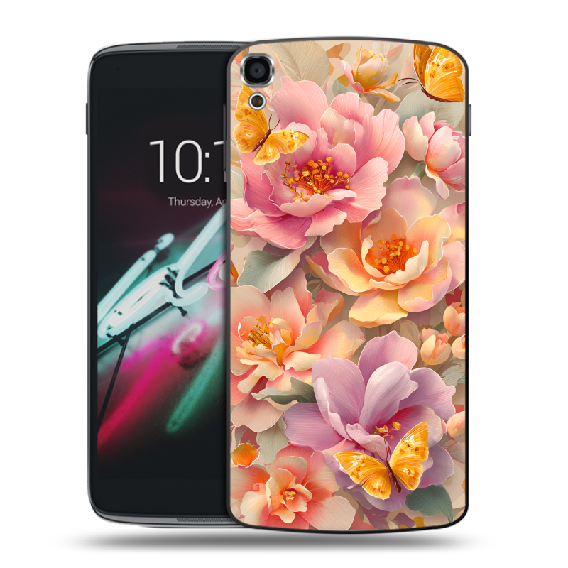Пластиковый чехол на Alcatel One Touch Idol 3 (5.5) с принтом Цветы и бабочки Пластиковый чехол на Alcatel One Touch Idol 3 (5.5) с принтом Цветы и бабочки
