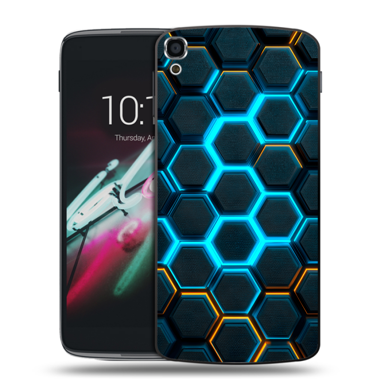 Пластиковый чехол на Alcatel One Touch Idol 3 (5.5) с принтом Неоновые соты Пластиковый чехол на Alcatel One Touch Idol 3 (5.5) с принтом Неоновые соты