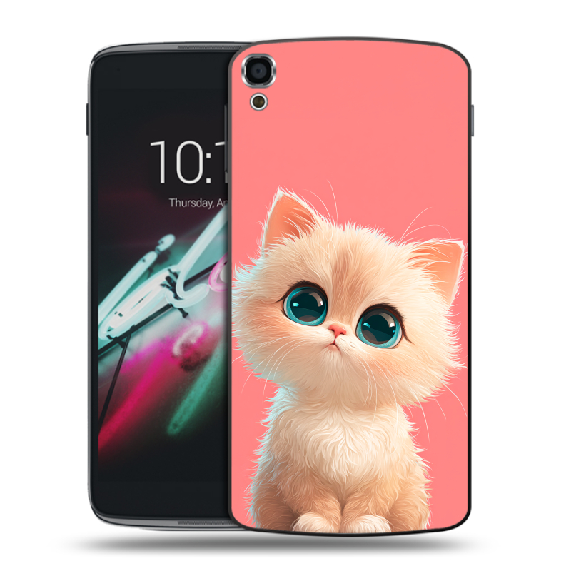 Пластиковый чехол на Alcatel One Touch Idol 3 (5.5) с принтом Розовый котенок Пластиковый чехол на Alcatel One Touch Idol 3 (5.5) с принтом Розовый котенок