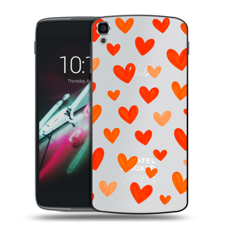 Пластиковый чехол на Alcatel One Touch Idol 3 (5.5) с принтом Сердечки Пластиковый чехол на Alcatel One Touch Idol 3 (5.5) с принтом Сердечки