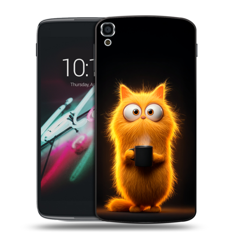 Пластиковый чехол на Alcatel One Touch Idol 3 (5.5) с принтом Смешной кот Пластиковый чехол на Alcatel One Touch Idol 3 (5.5) с принтом Смешной кот