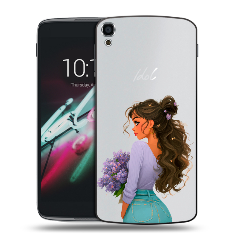 Пластиковый чехол на Alcatel One Touch Idol 3 (5.5) с принтом девушка цветы Пластиковый чехол на Alcatel One Touch Idol 3 (5.5) с принтом девушка цветы