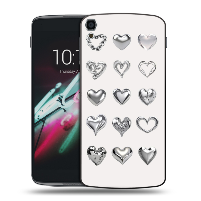Пластиковый чехол на Alcatel One Touch Idol 3 (5.5) с принтом Y2K сердечки Пластиковый чехол на Alcatel One Touch Idol 3 (5.5) с принтом Y2K сердечки