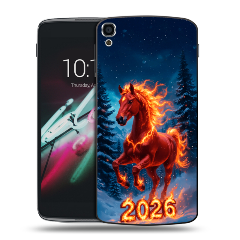Пластиковый чехол на Alcatel One Touch Idol 3 (5.5) с принтом Новый год коня Пластиковый чехол на Alcatel One Touch Idol 3 (5.5) с принтом Новый год коня