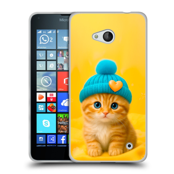 Пластиковый чехол на Microsoft Lumia 640 с принтом Котенок в шапке