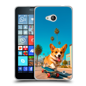 Пластиковый чехол на Microsoft Lumia 640 с принтом Корги на скейте Пластиковый чехол на Microsoft Lumia 640 с принтом Корги на скейте