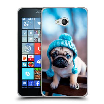 Пластиковый чехол на Microsoft Lumia 640 с принтом Мопс в шапке Пластиковый чехол на Microsoft Lumia 640 с принтом Мопс в шапке