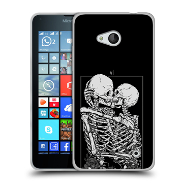 Пластиковый чехол на Microsoft Lumia 640 с принтом Поцелуй скелетов Пластиковый чехол на Microsoft Lumia 640 с принтом Поцелуй скелетов