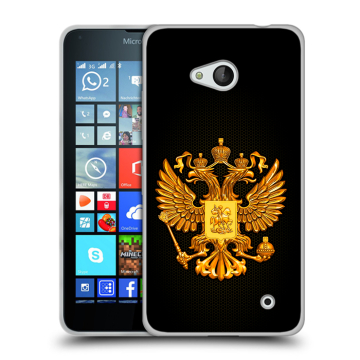 Пластиковый чехол на Microsoft Lumia 640 с принтом Герб России желтый