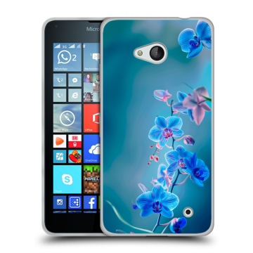Пластиковый чехол на Microsoft Lumia 640 с принтом Голубые цветы Пластиковый чехол на Microsoft Lumia 640 с принтом Голубые цветы