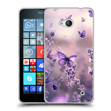 Пластиковый чехол на Microsoft Lumia 640 с принтом бабочки и лаванда