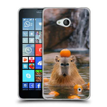 Пластиковый чехол на Microsoft Lumia 640 с принтом Капибара с апельсином