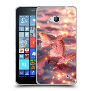 Пластиковый чехол на Microsoft Lumia 640 с принтом бабочки розовые