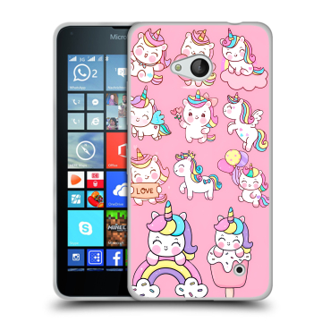 Пластиковый чехол на Microsoft Lumia 640 с принтом Единороги и радуга