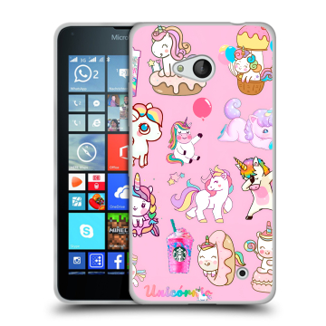 Пластиковый чехол на Microsoft Lumia 640 с принтом розовые единороги Пластиковый чехол на Microsoft Lumia 640 с принтом розовые единороги