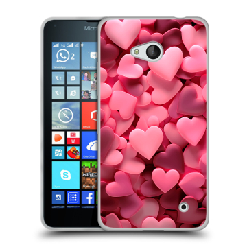 Пластиковый чехол на Microsoft Lumia 640 с принтом розовые сердечки Пластиковый чехол на Microsoft Lumia 640 с принтом розовые сердечки