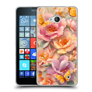 Пластиковый чехол на Microsoft Lumia 640 с принтом Цветы и бабочки